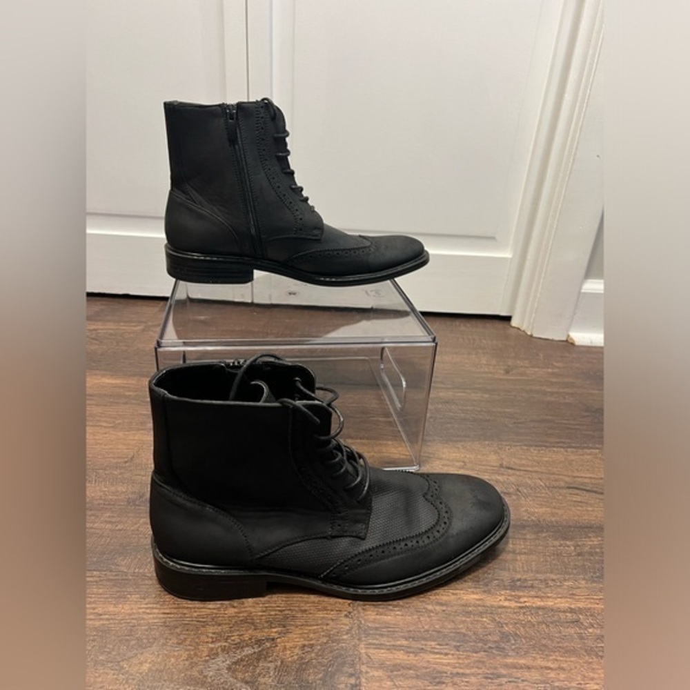 Unlisted By Kenneth Cole Buzzer Wingtip Boots Size Men’s 8 Color Black